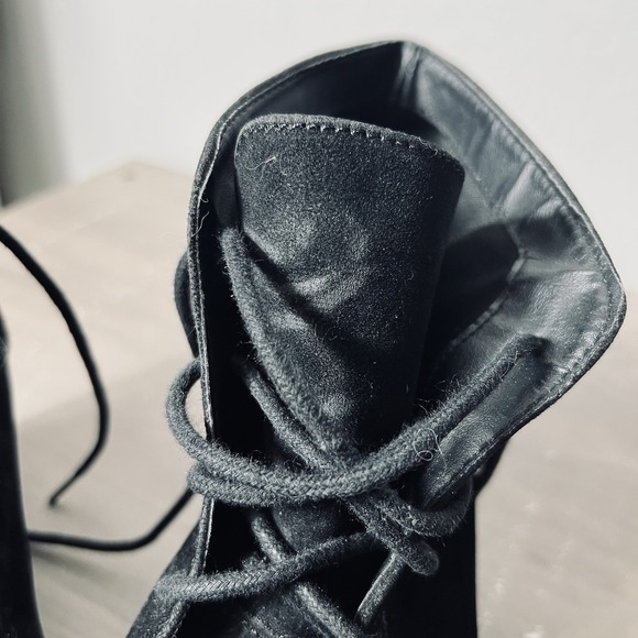 Madden Girl Black Suede Lace-Up Wedge Ankle Booties Women's Size 7 SEE PHOTOS - Picture 10 of 10